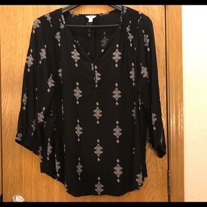 2X SONOMA RAYON BLACK PRINT TOP